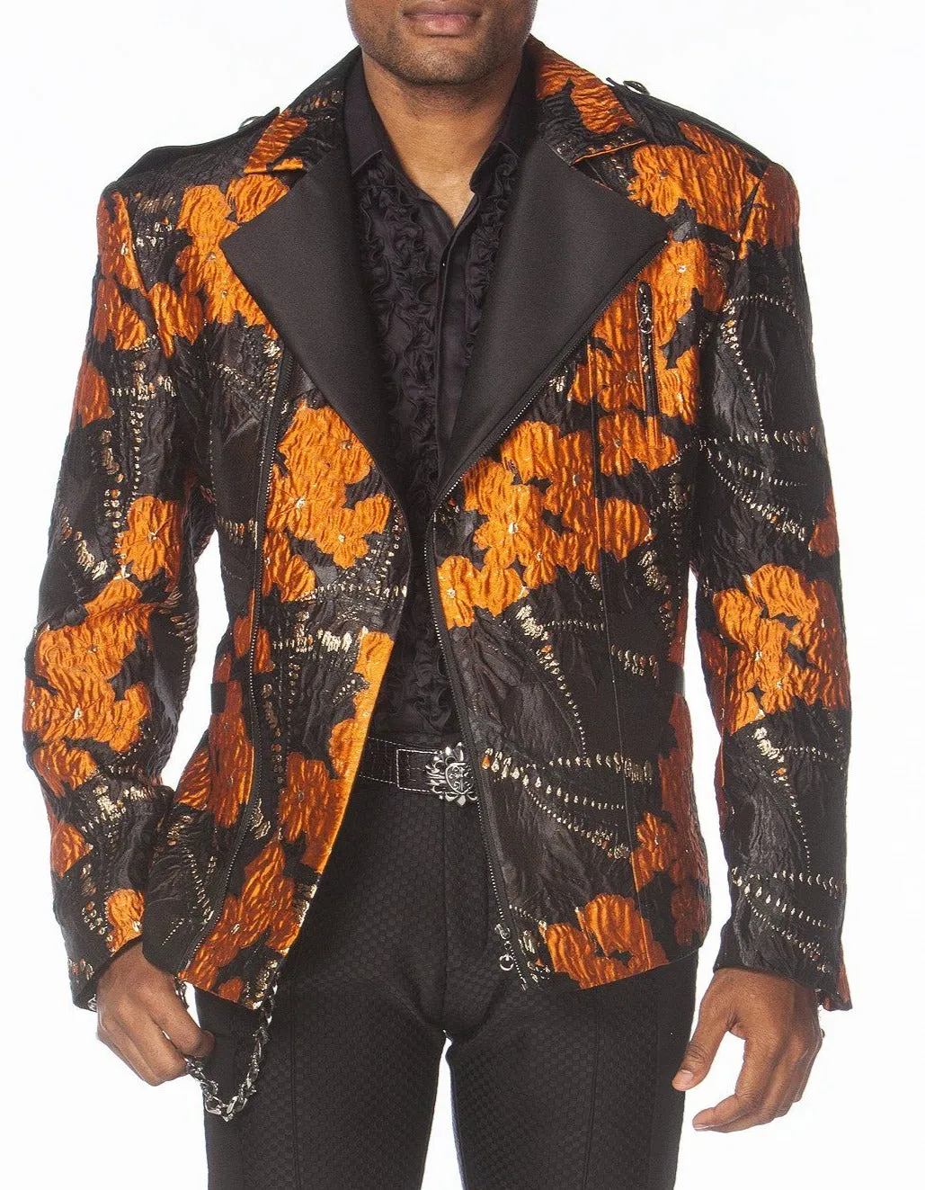 Men's Fashion Jacket - Men's Biker Jacket - VENUS ORANGE