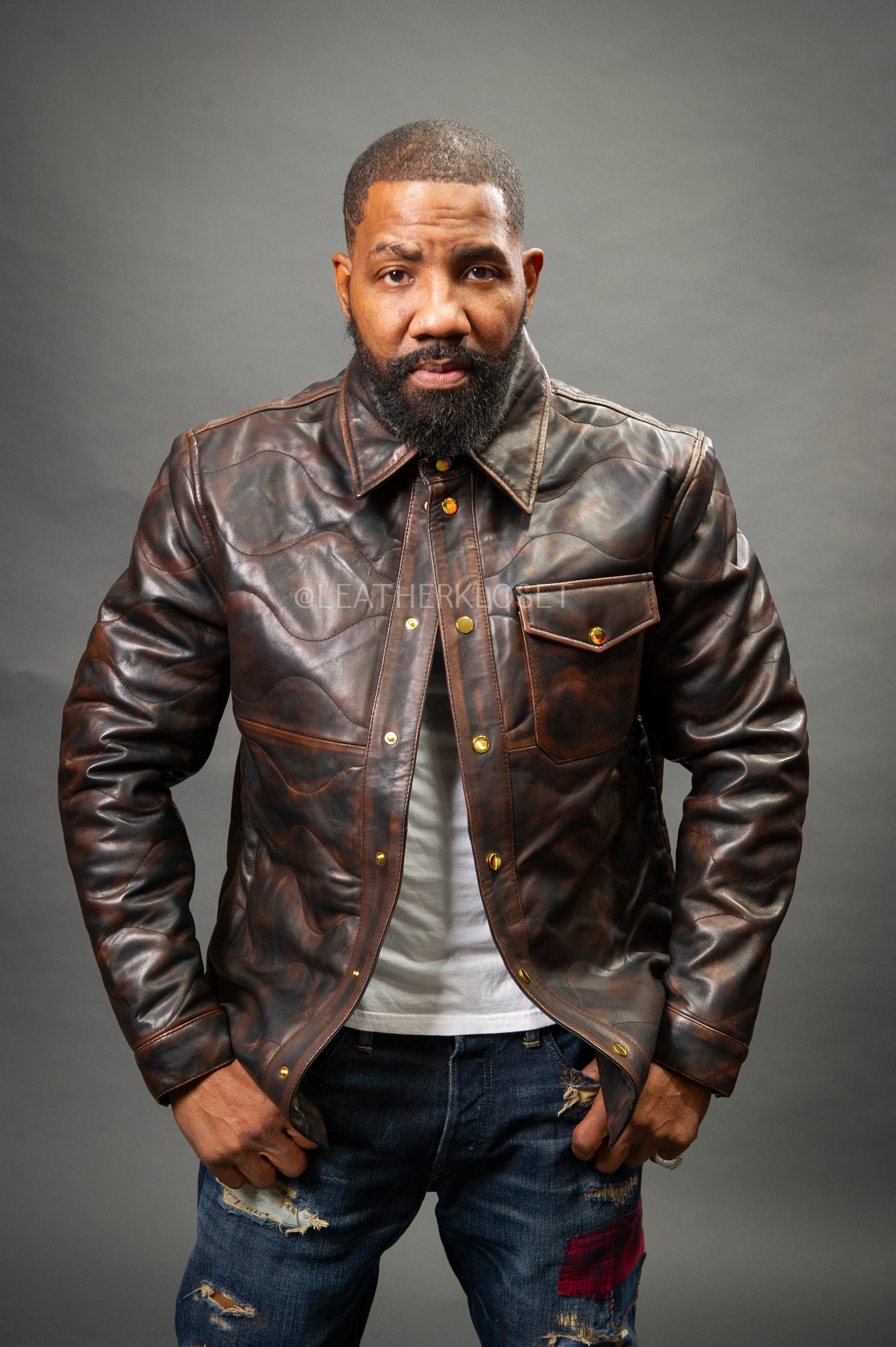 Men's Mark Leather Shirt [Copper]