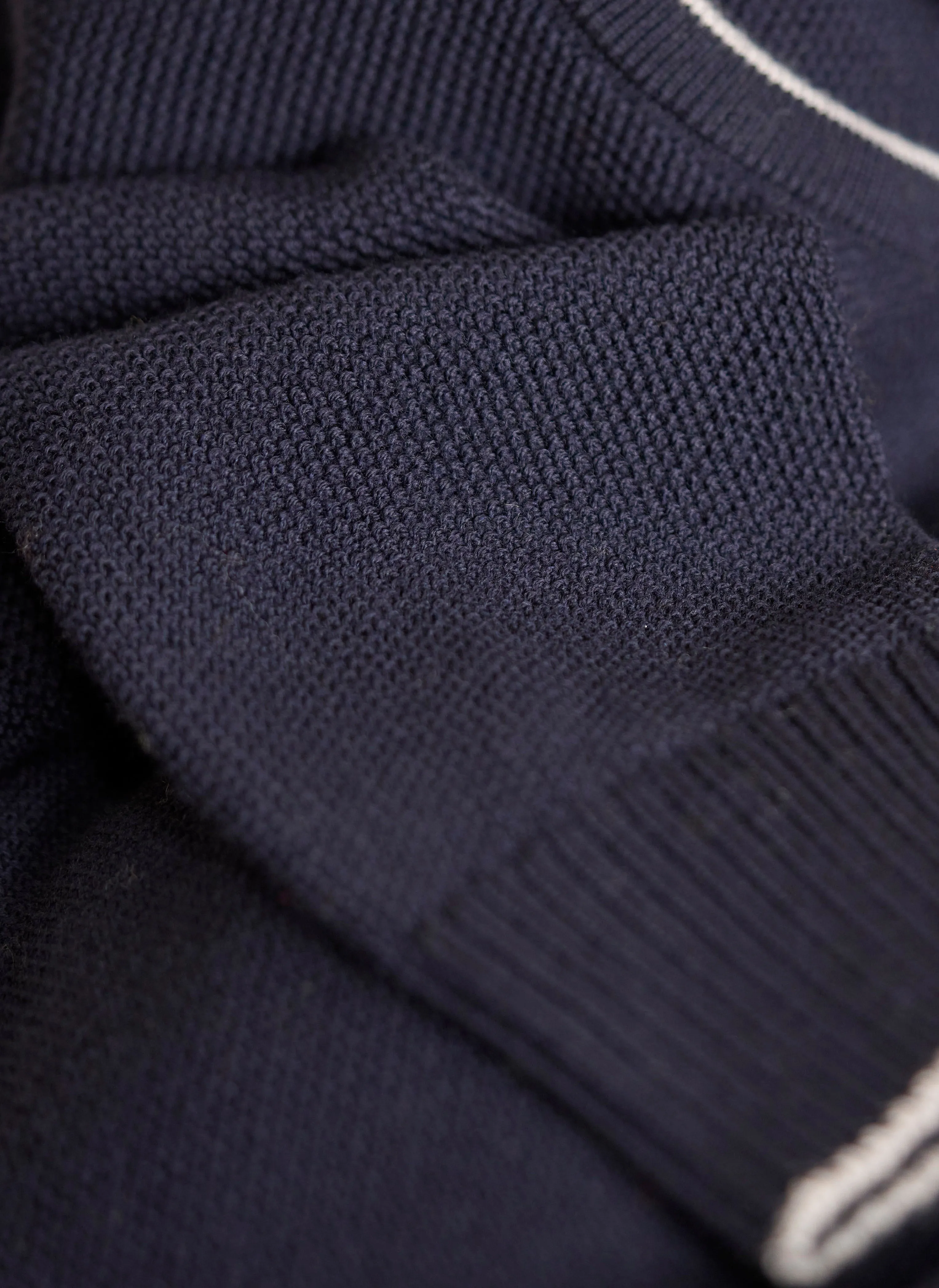 Men's Tollegno Merino Wool Crew Neck Sweater in Navy