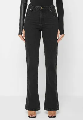 Mid Rise Flared Jeans - Black