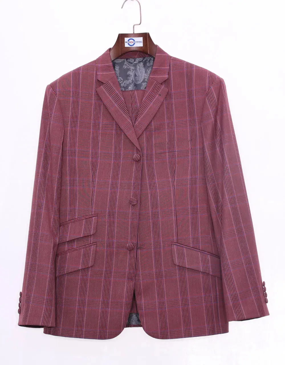 Mod Jacket - Burnt Brick Prince Of Wales Check Jacket