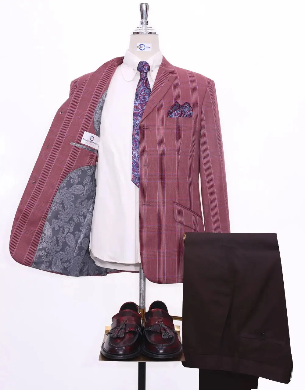 Mod Jacket - Burnt Brick Prince Of Wales Check Jacket