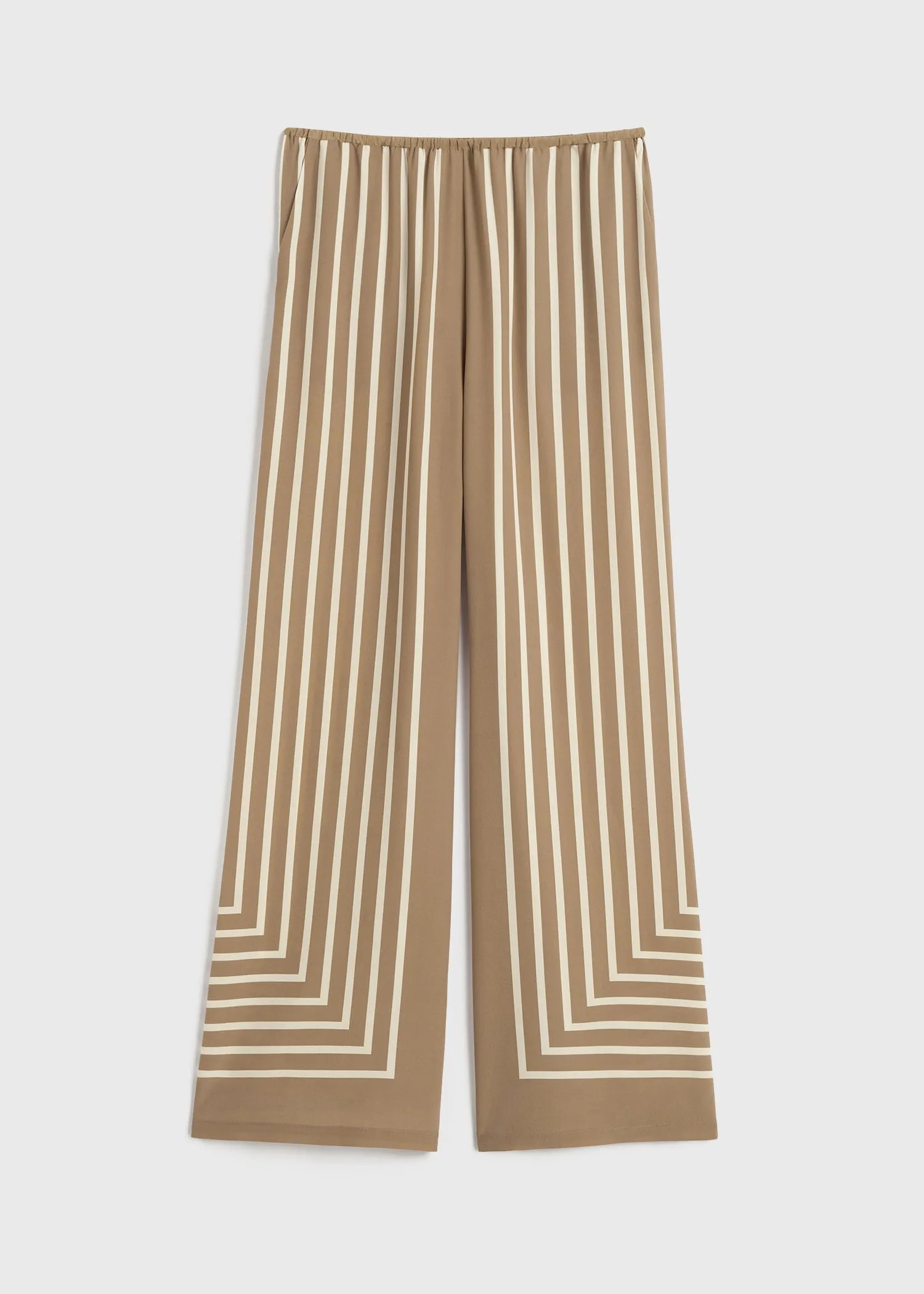 Monogram silk slacks camel/white