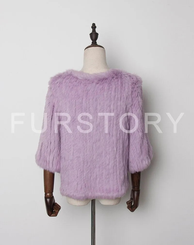 New Real Rabbit Fur Coat Female Real Fur Pullover Women's Winter Coast Rabbit Fur Knitted Coat Promotions Fur Story FS13069