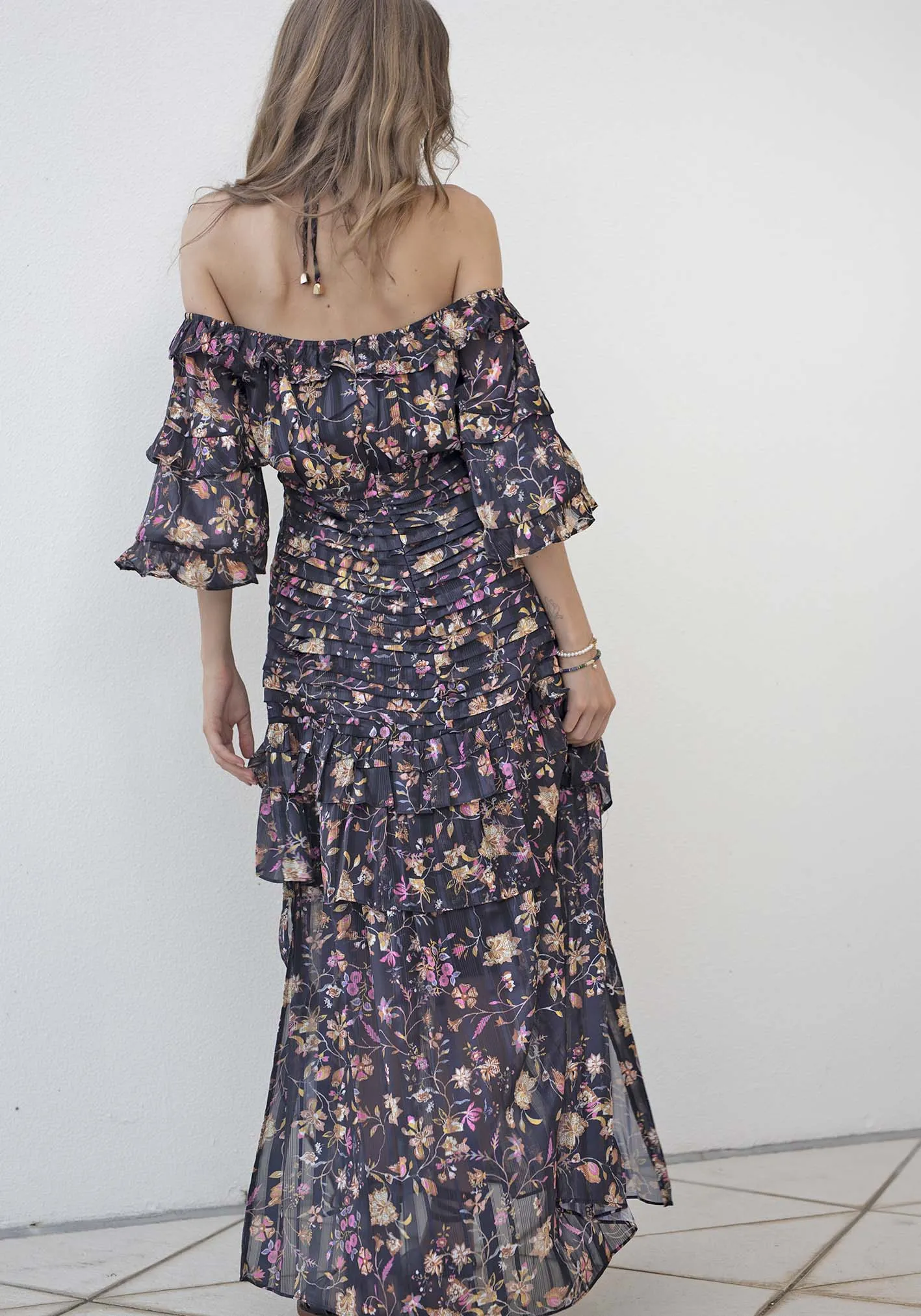 Night Chintz Billow Sleeve Maxi Dress