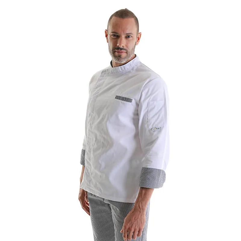 Original Kitchen Coat with White Check Patterns - MANELLI