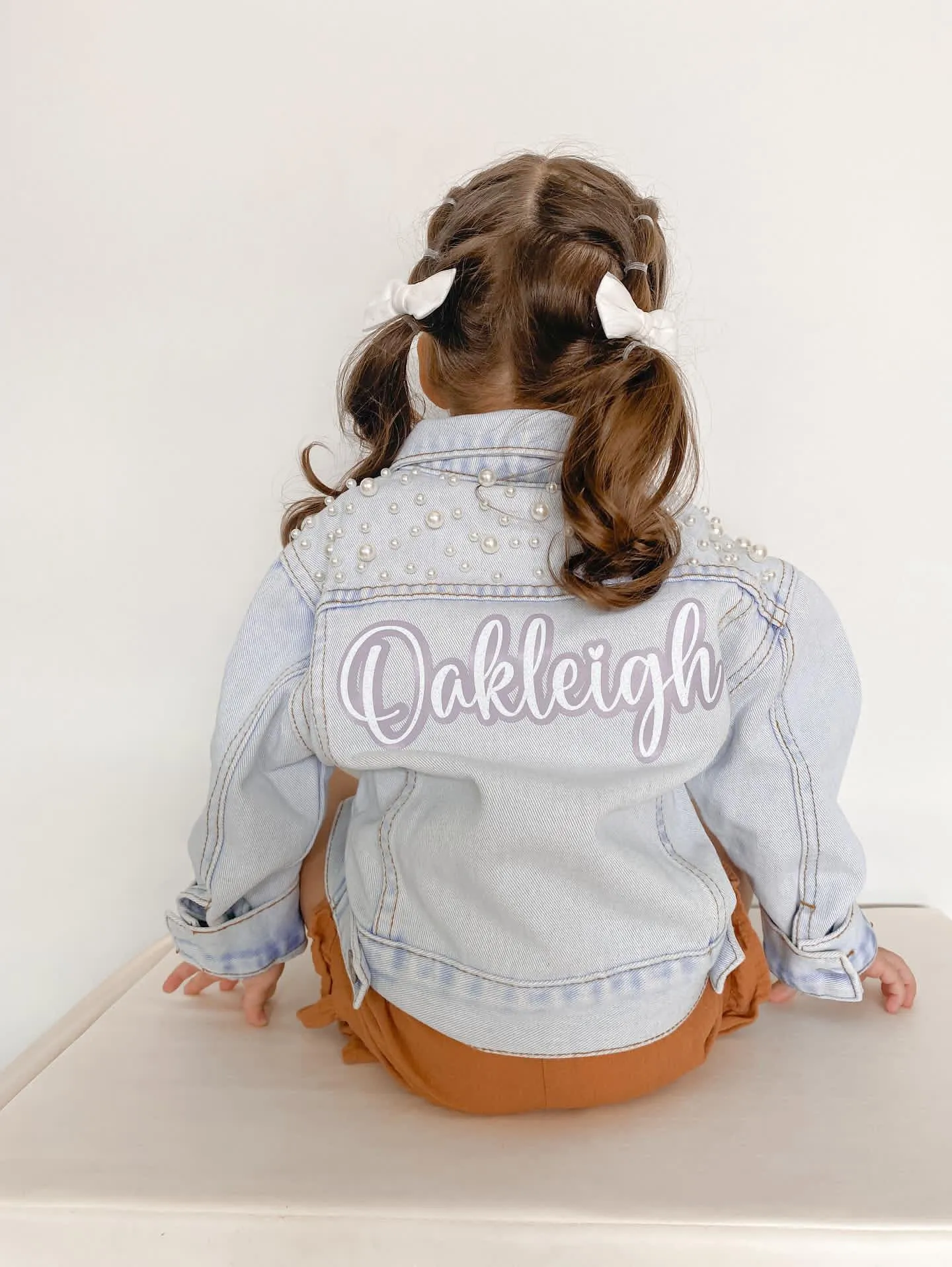 Oversized Light Wash Pearl Denim Jacket