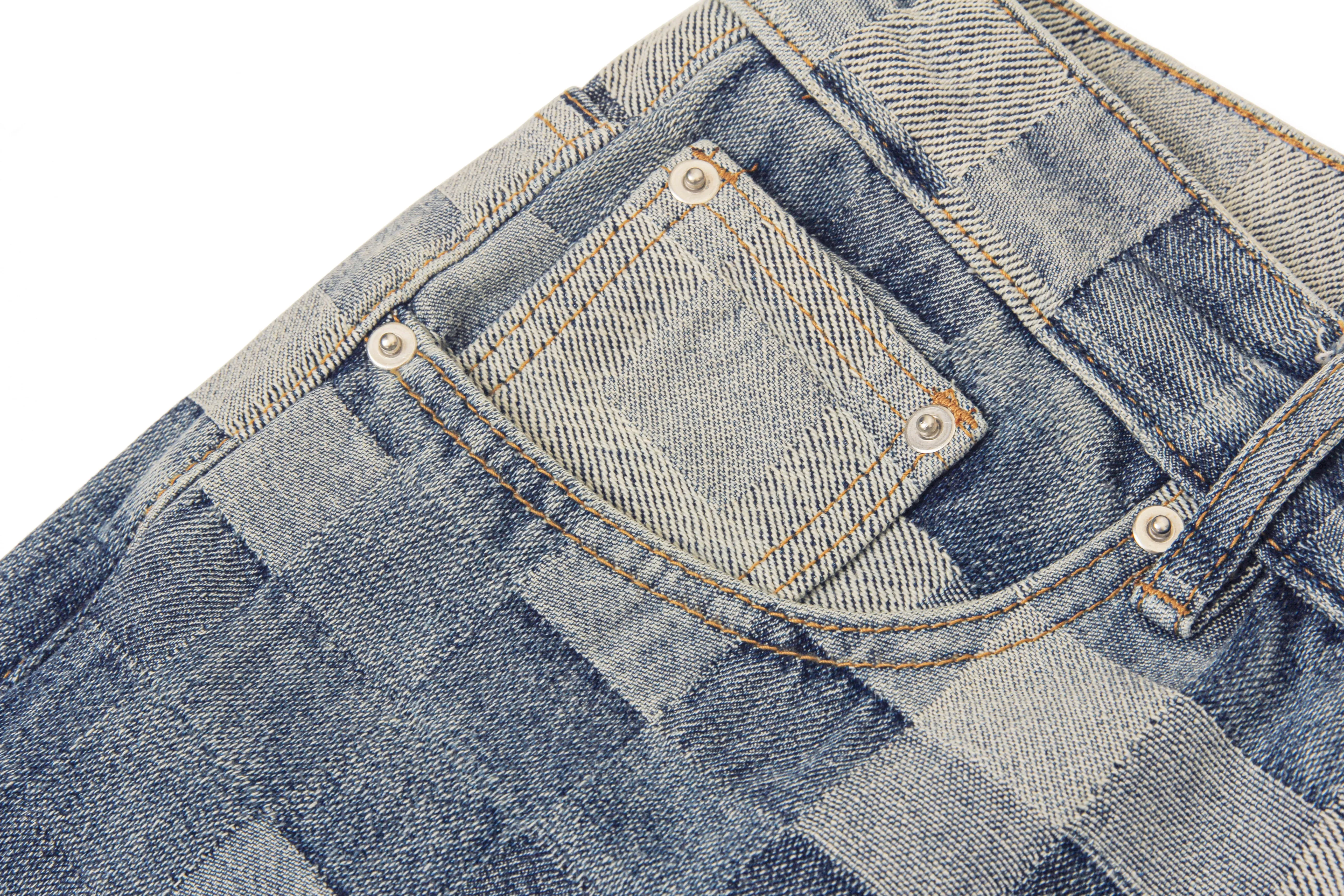 Pixel Patchwork | Faded Baggy Jeans