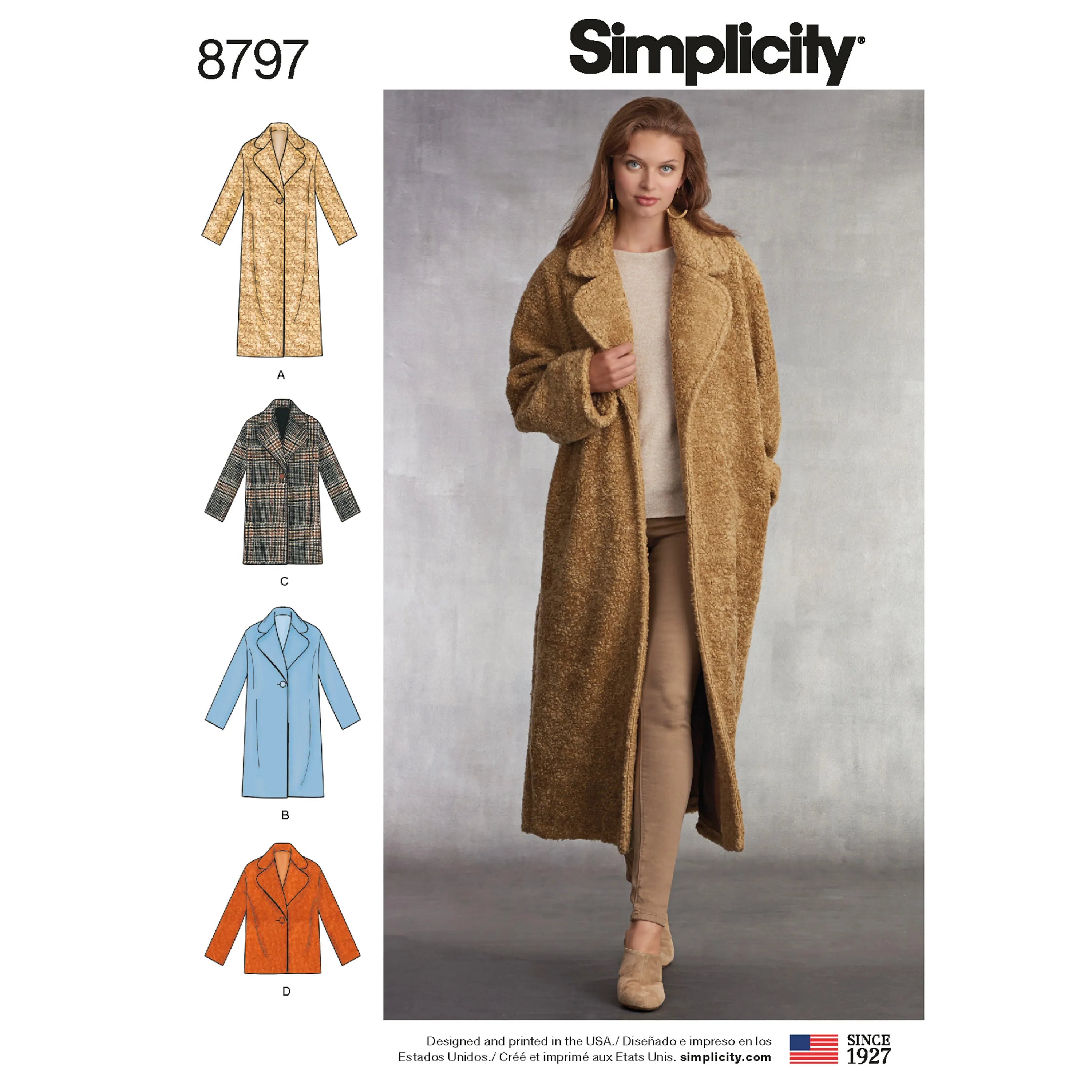 Simplicity Sewing Pattern 8797 Misses Loose Fitting Lined Coat