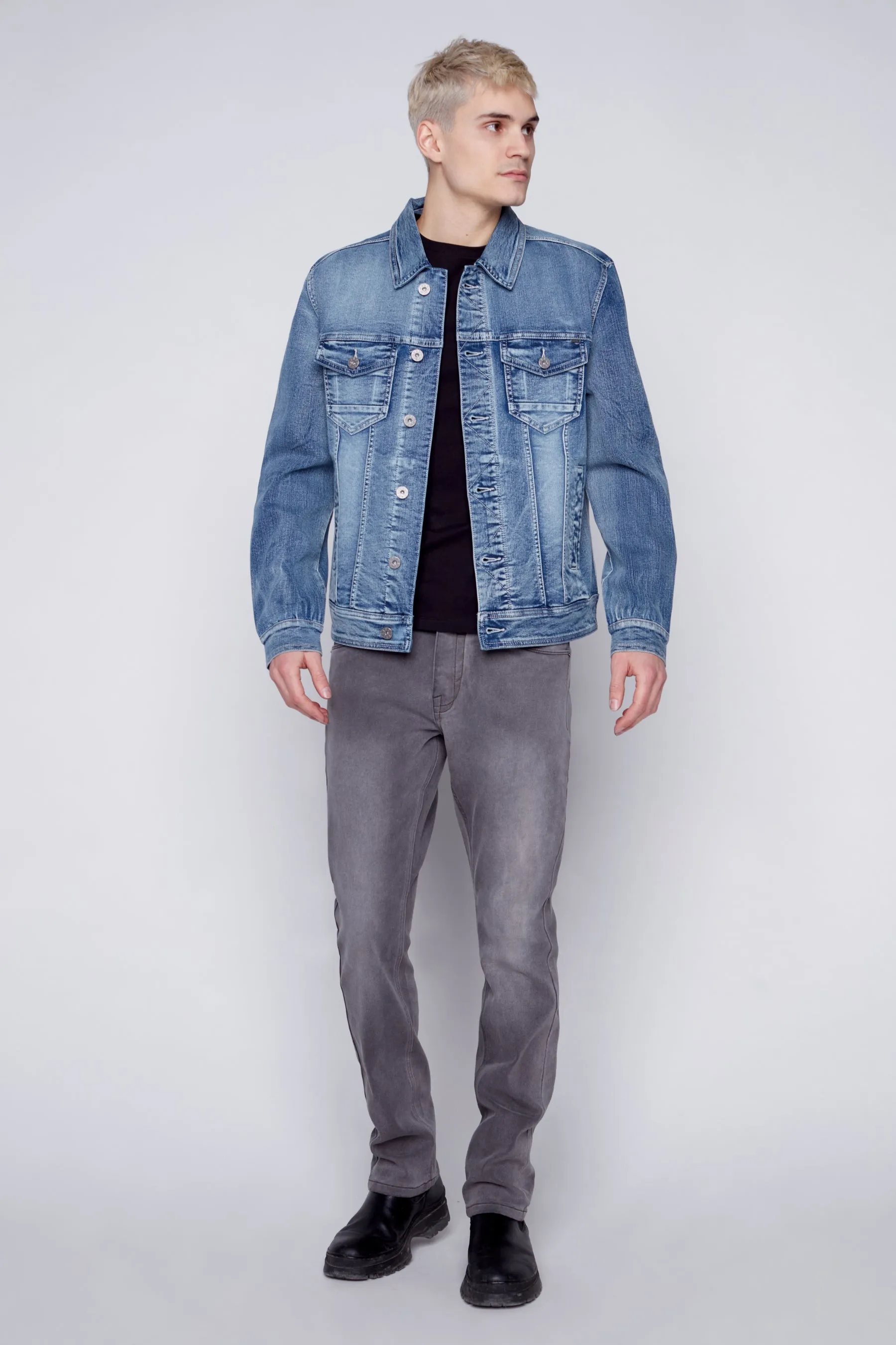 Slim Fit Classic Trucker Jean Jacket - Snow Wash