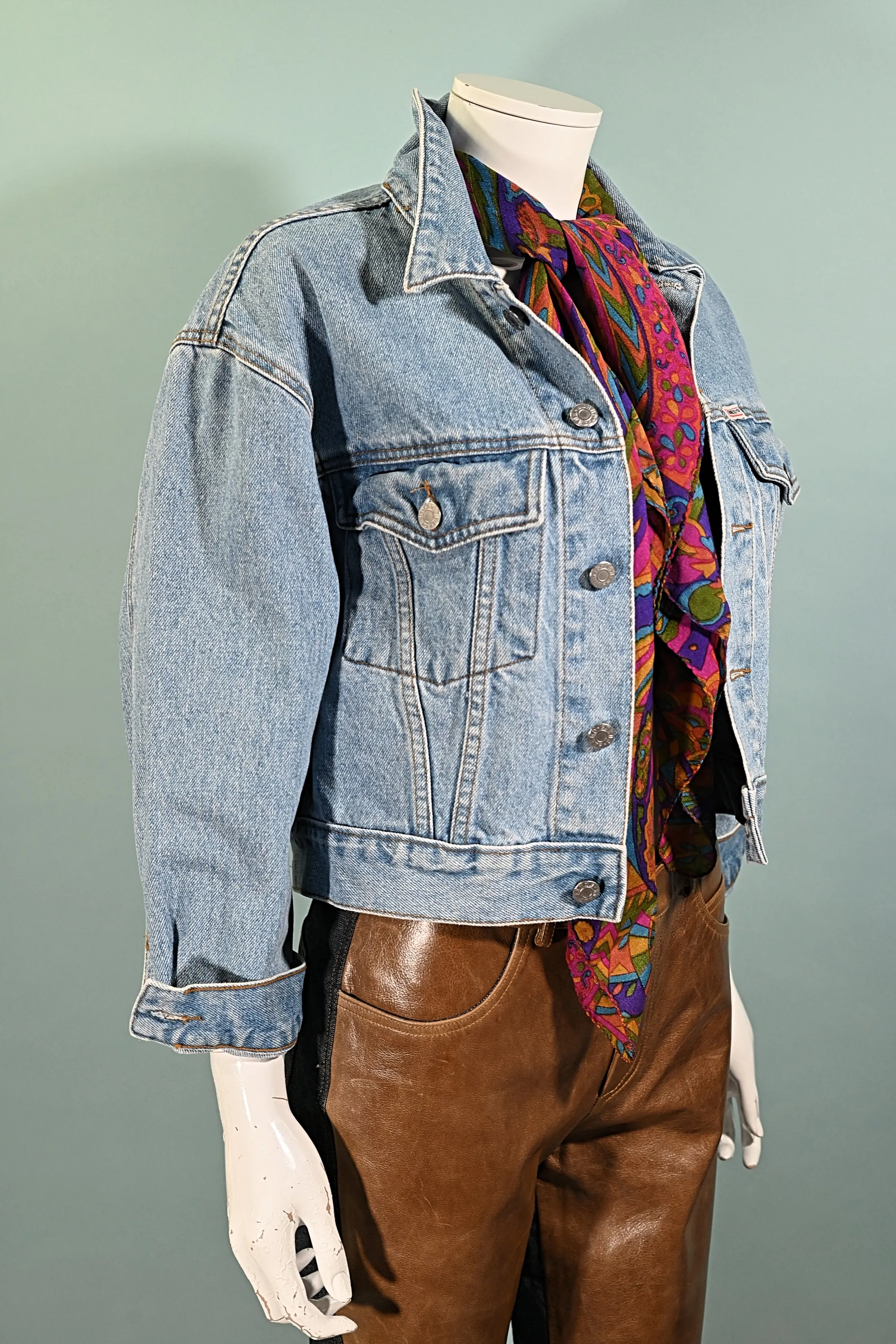 SOLD 80s Guess Cropped Acid Washed Denim Jacket, Georges Marciano S