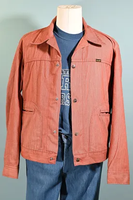 SOLD Vintage 70s Wrangler Jacket, Orange Denim Boyfriend Jacket