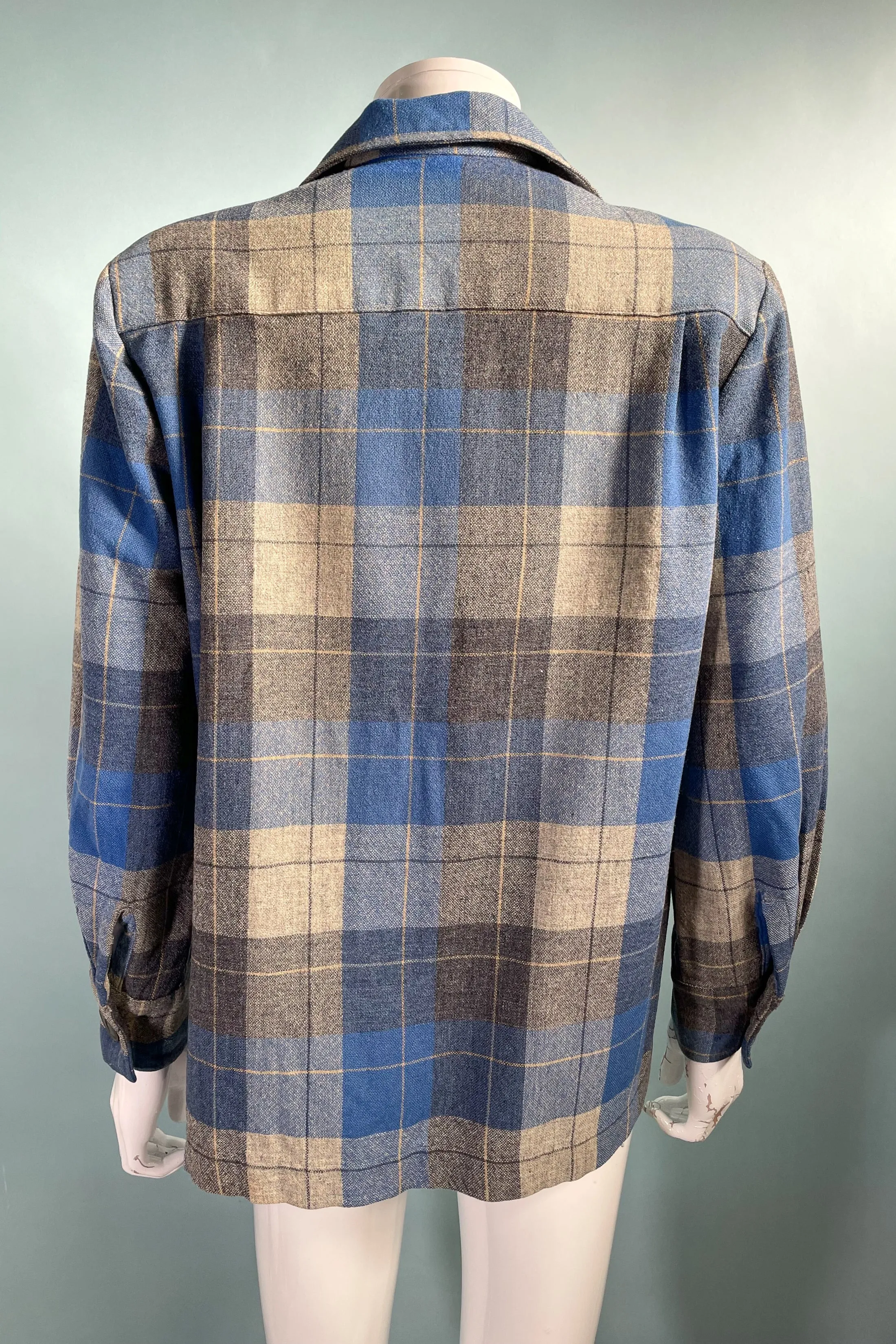 SOLD Vintage Wool 49er Jacket, Blue/Grey Plaid Swingster Jackets L