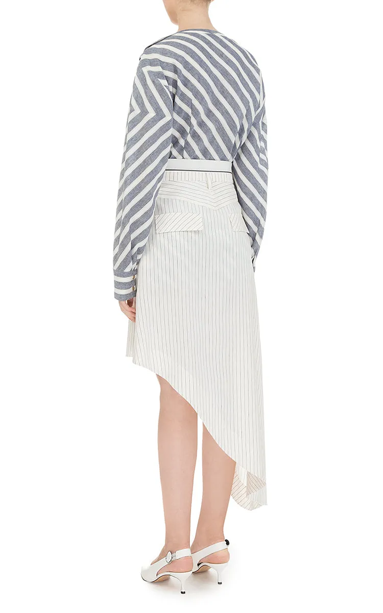 Striped asymmetric skirt