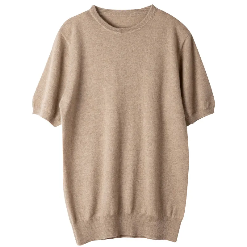 Trendy Short-Sleeve Cashmere Top