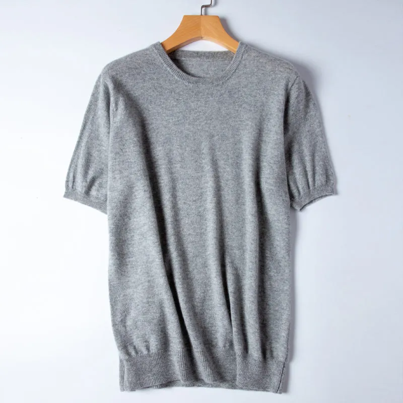 Trendy Short-Sleeve Cashmere Top