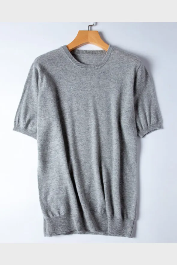 Trendy Short-Sleeve Cashmere Top