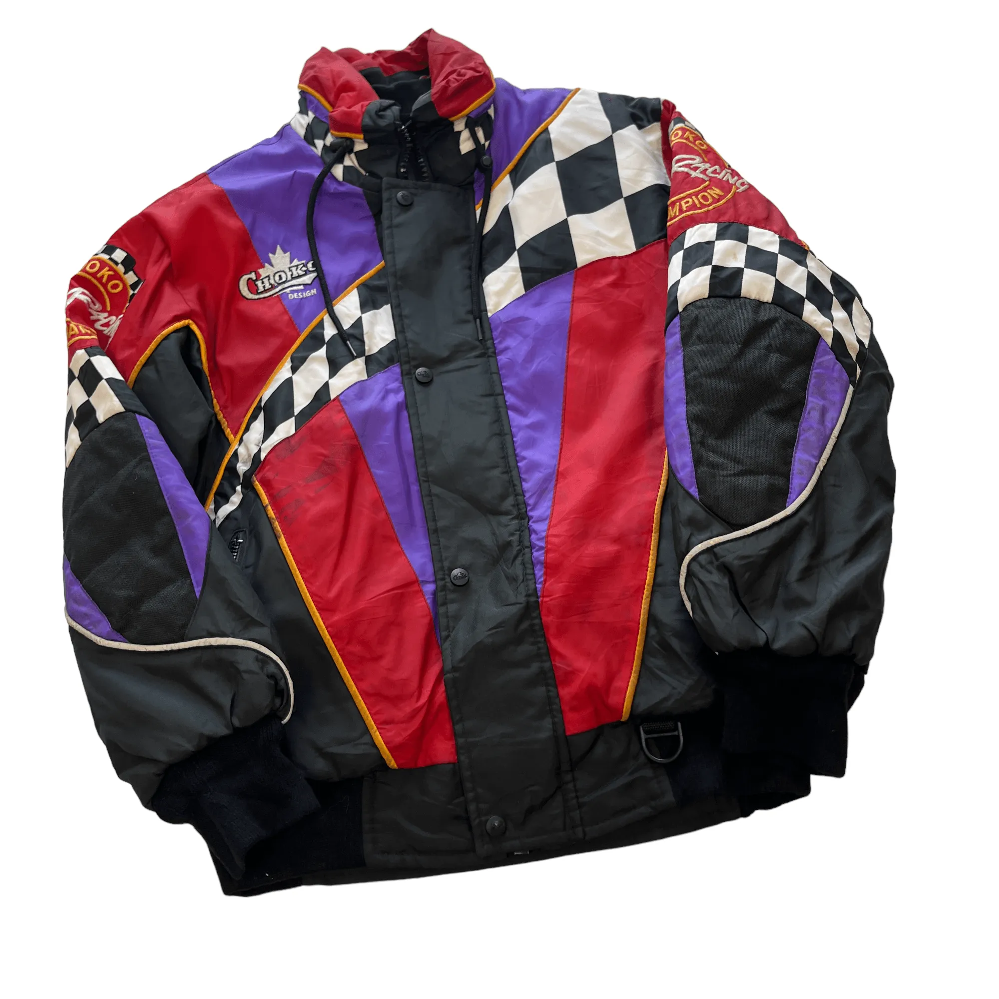 Vintage 90s Black, Red   Purple Pro Racing Jacket - Small