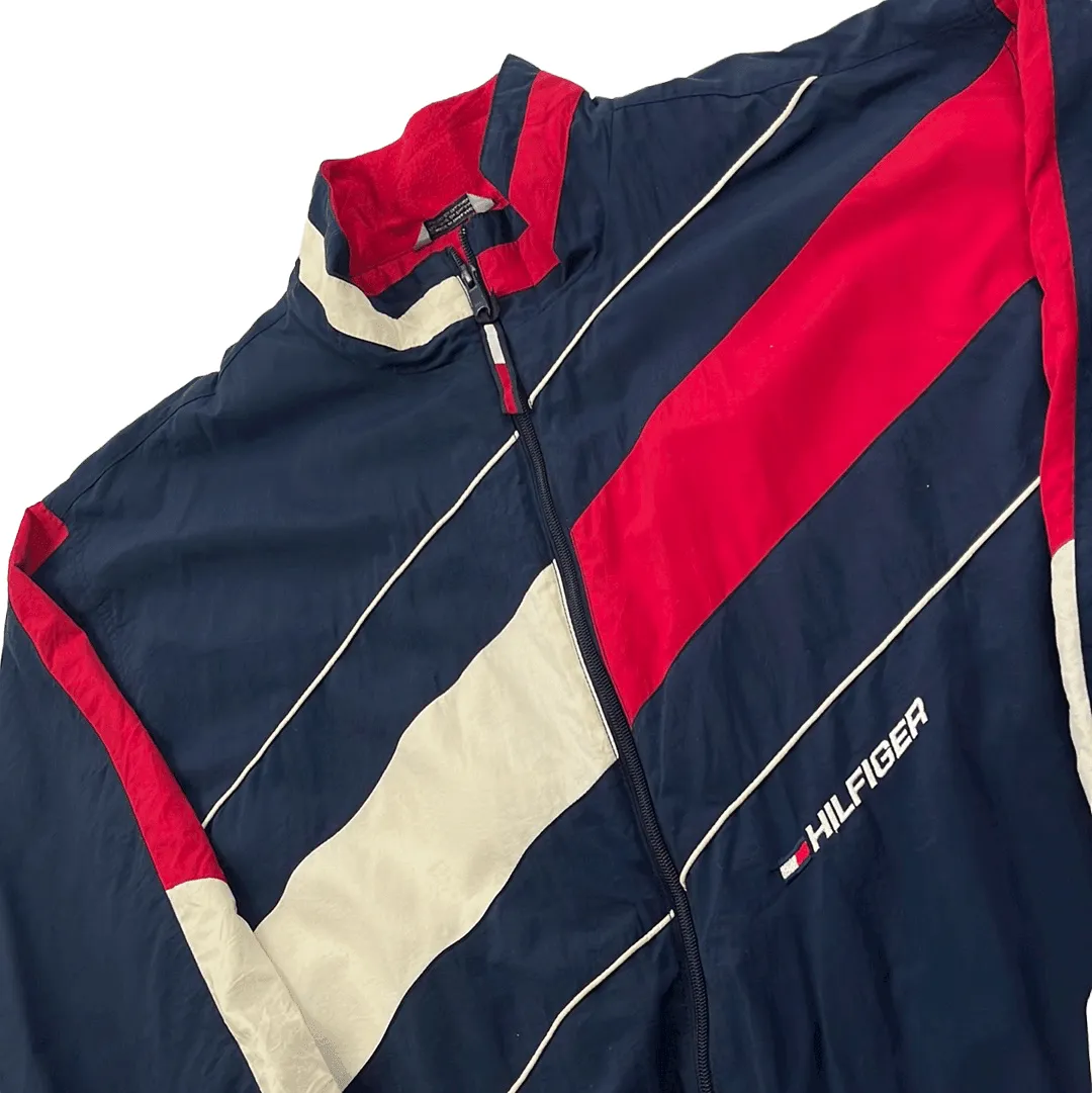 Vintage 90s Blue, Red   White Tommy Hilfiger Spell-Out Jacket - XXL