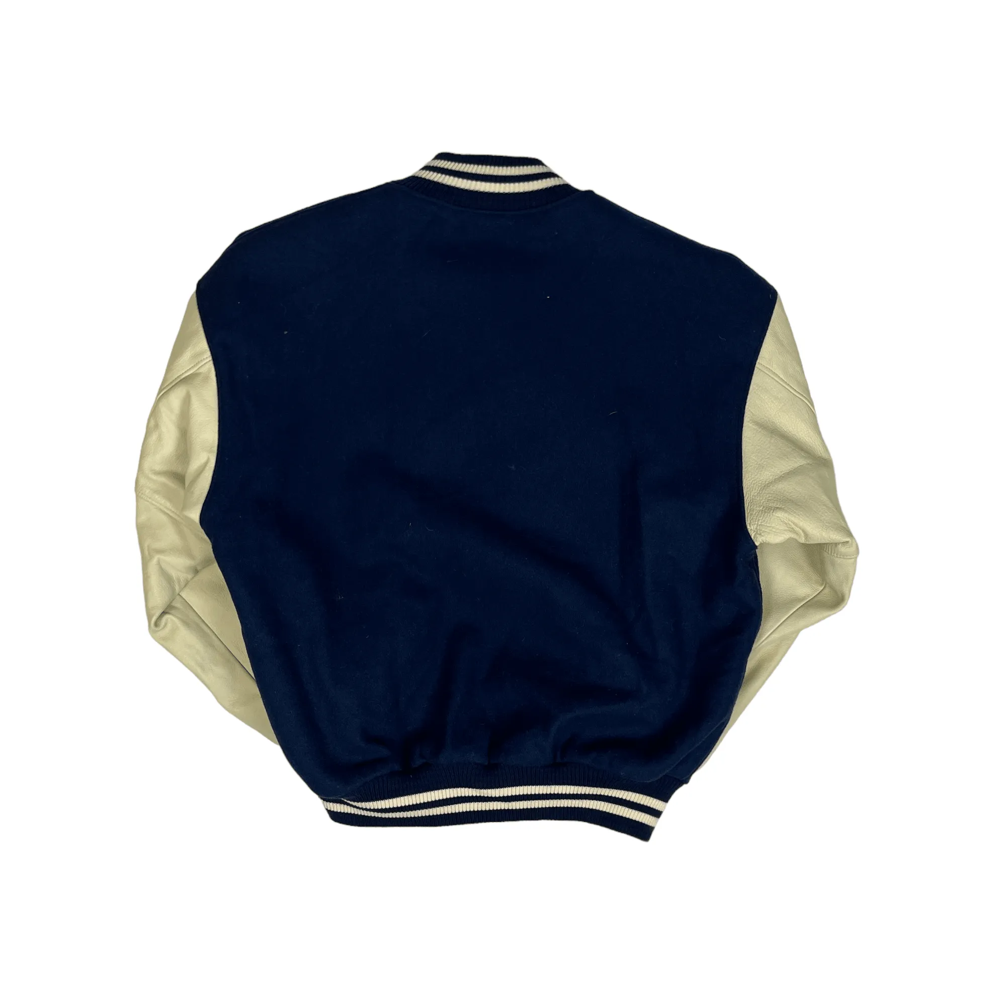 Vintage 90s Navy Blue   Cream eBay Varsity Jacket - Large