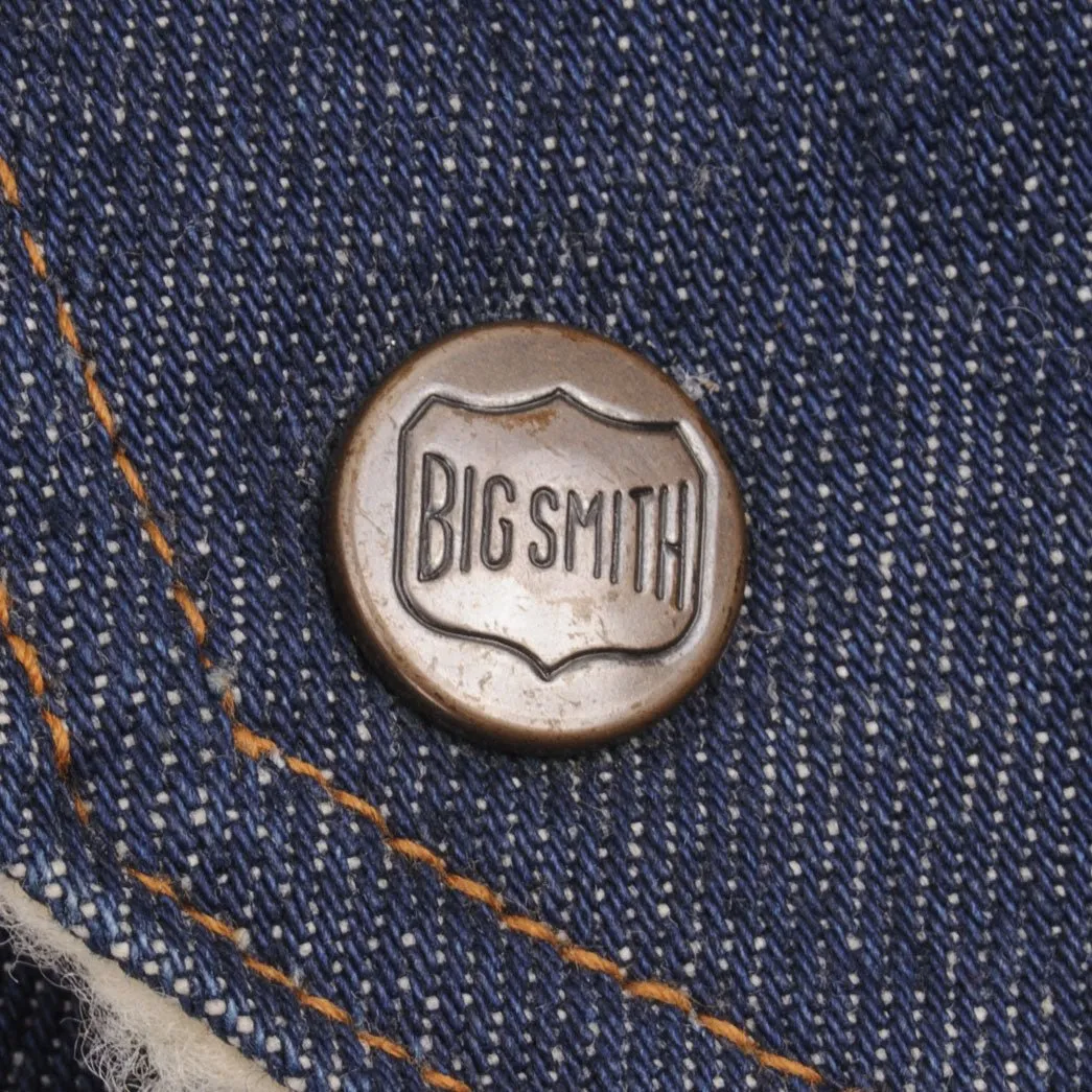 VINTAGE BIG SMITH SHERPA DENIM VEST SIZE SMALL MADE IN USA 1960S