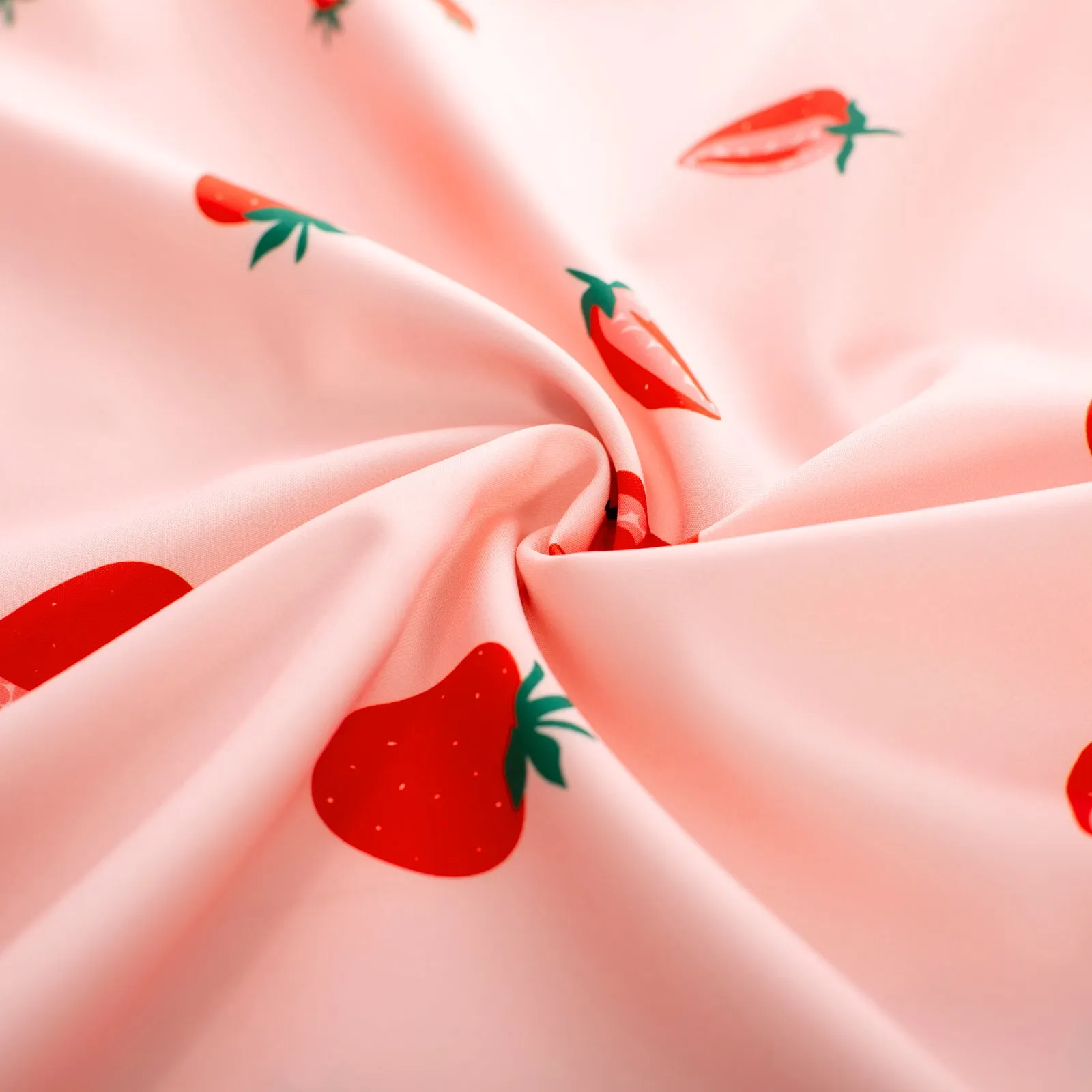 Vintage Strawberry Patterns Cocktail Dress Sleeveless Spaghetti Strap Ruched Slit A Line Swing Dress with Pockets