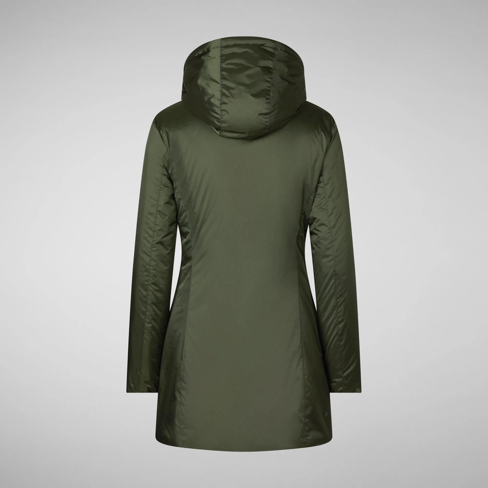 Woman's hooded coat Rhia in pine green