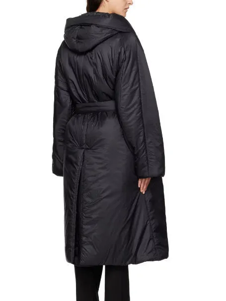 Women’s Belted Padded Wrap Coat in Black