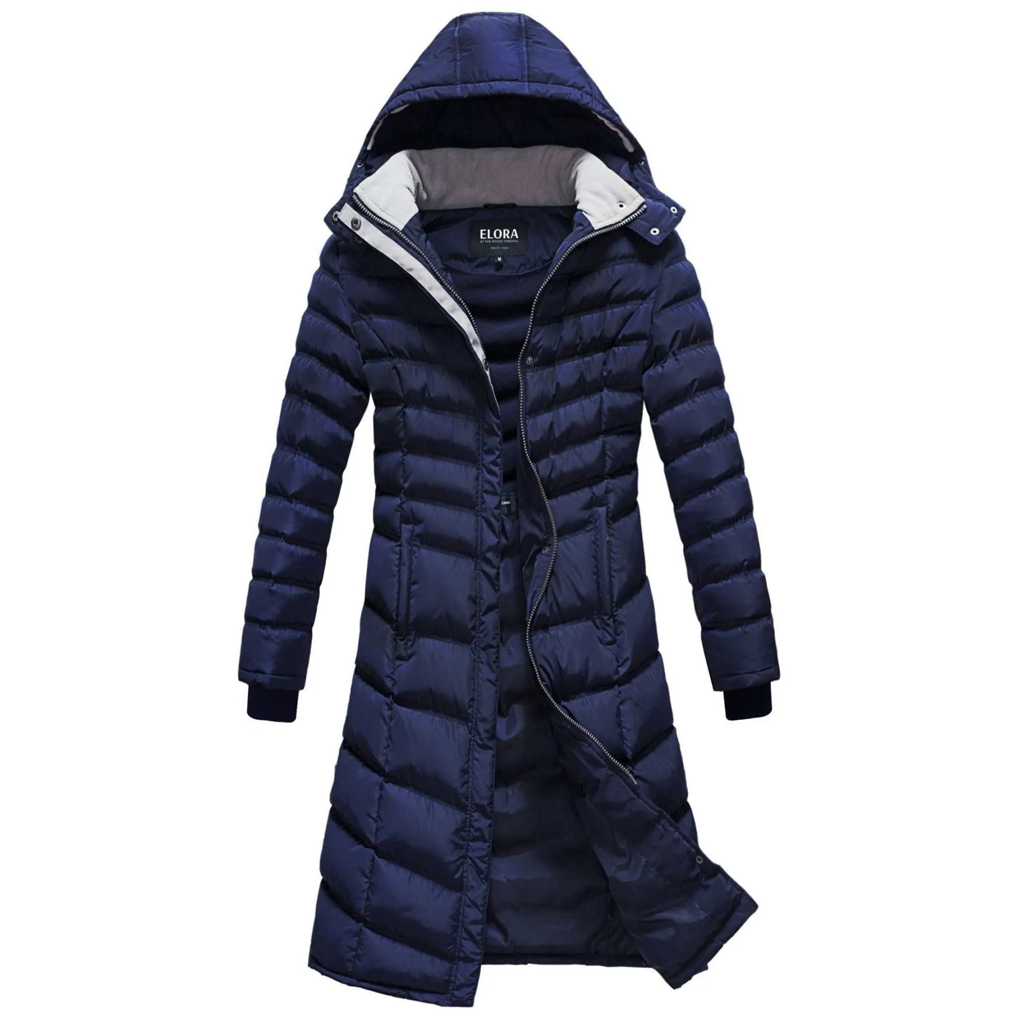 Women's Maxi Coat - Water-Resistant, Polar Fleece Lined, and Detachable Hood