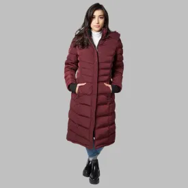 Women's Maxi Coat - Water-Resistant, Polar Fleece Lined, and Detachable Hood