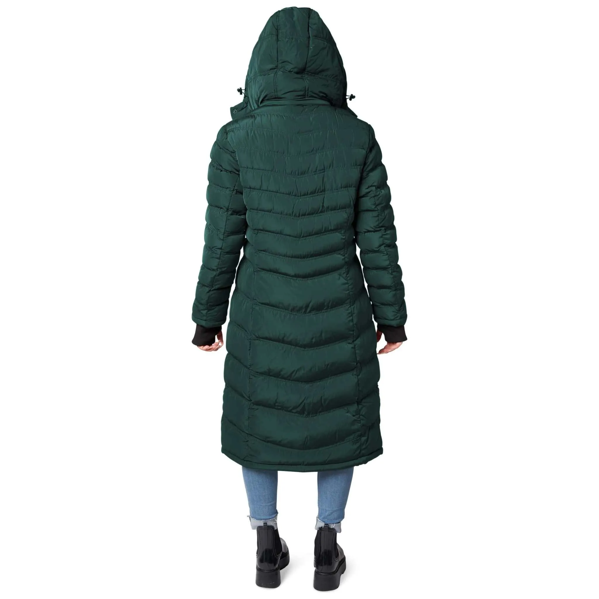 Women's Maxi Coat - Water-Resistant, Polar Fleece Lined, and Detachable Hood