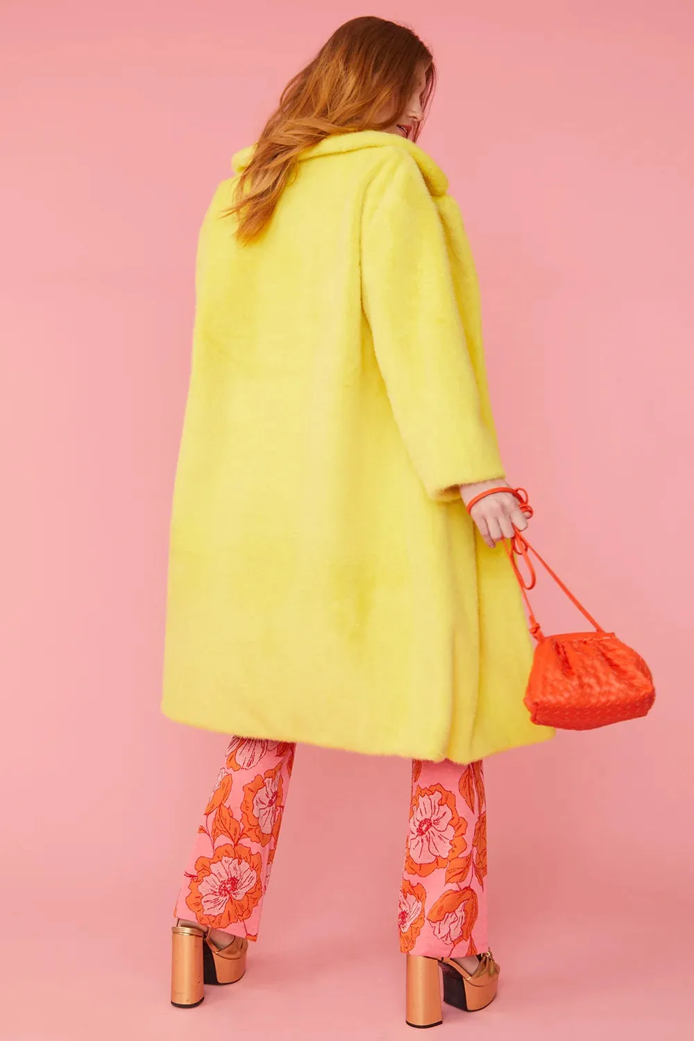 Yellow Faux Fur Duchess Maxi Coat