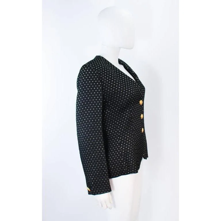 YVES SAINT LAURENT Black and Gold Metallic Jacket | Size 10