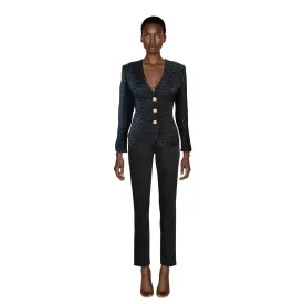 YVES SAINT LAURENT Black and Gold Metallic Jacket | Size 10